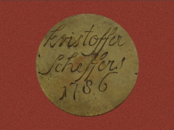 Gildepenning Metselaars, Timmerlieden en Leidekkers Groningen, 1786, keerzijde